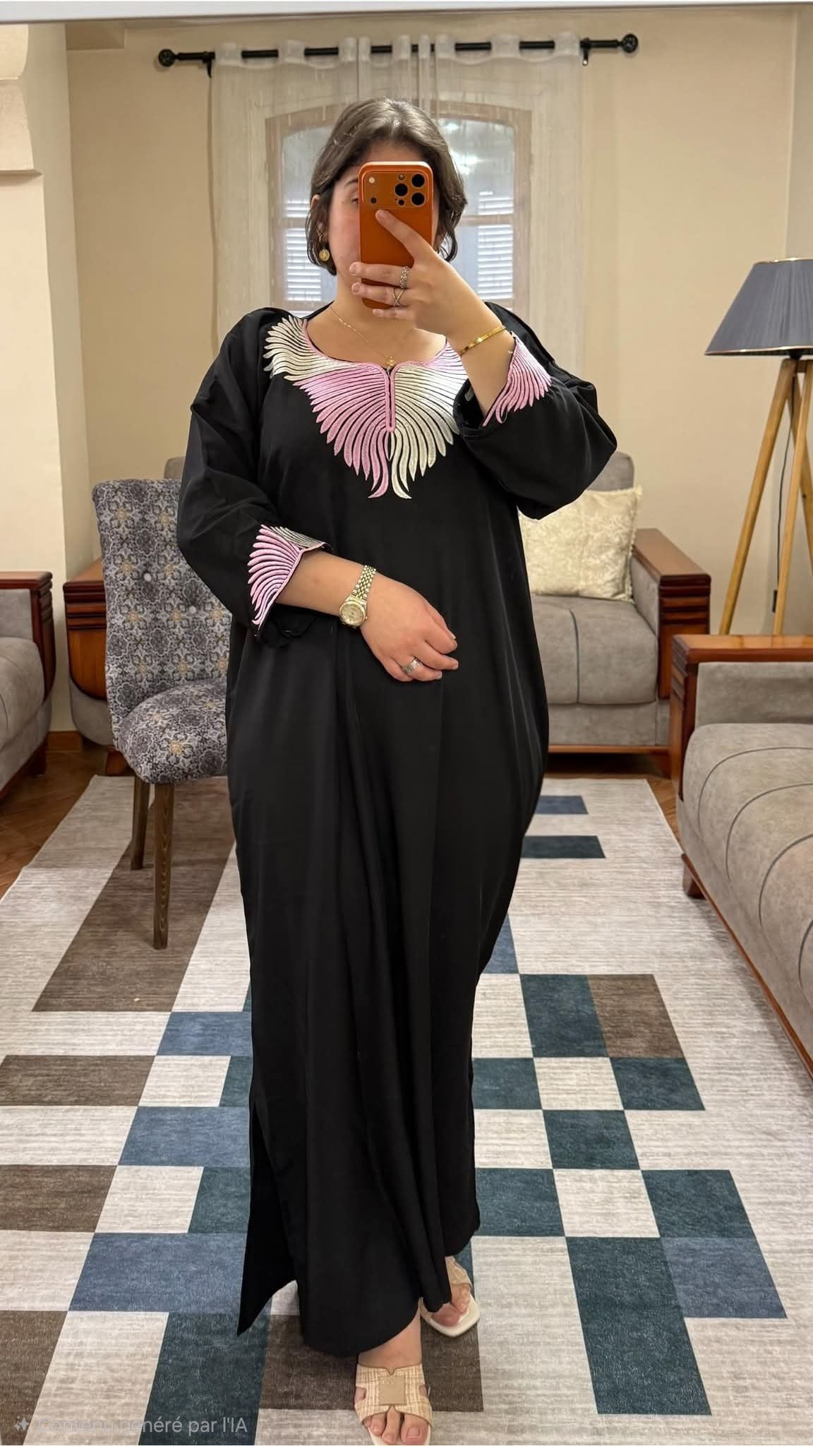 جبة نسائية من قماش الكريب الرفيع بتطريز عصري✨👗